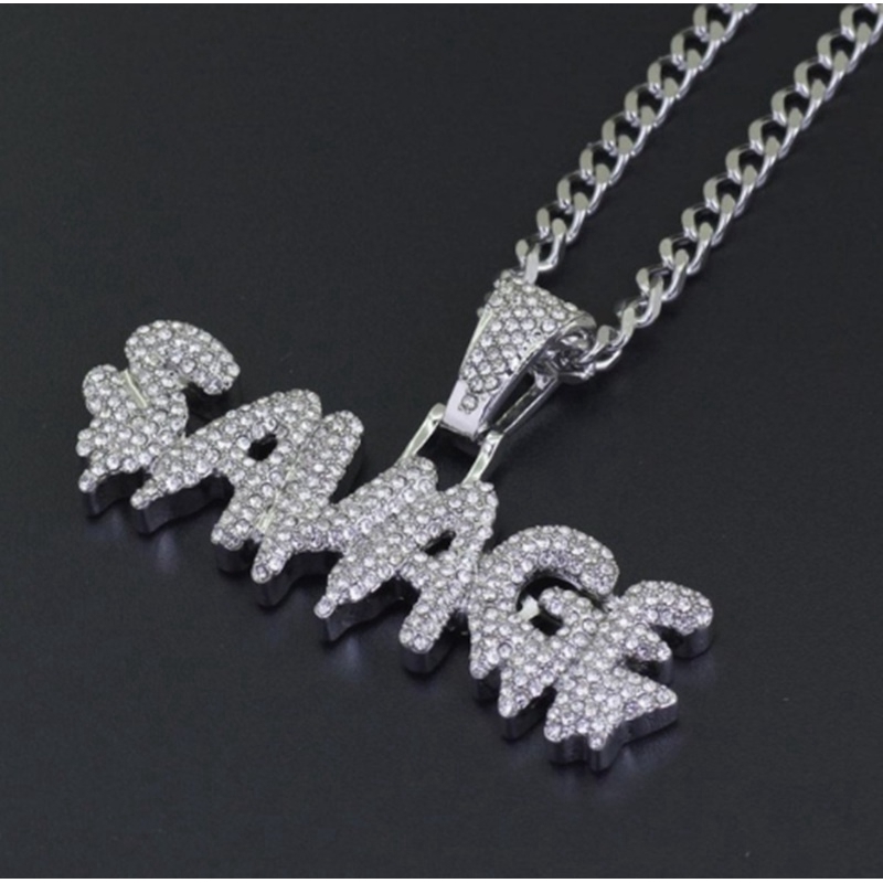 SEUSUK Hip Hop Brass Gold Chain Miniature Pavé Cubic Zircon SAVAGE Pendant Necklace Charm Men's Gift