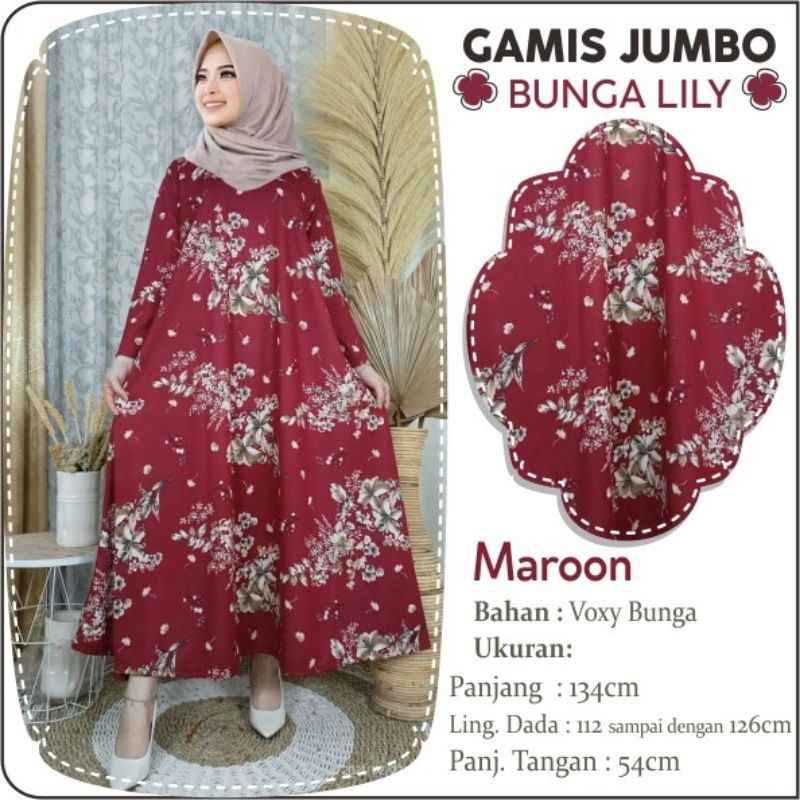 GAMIS JUMBO MOTIF BUNGA GAMIS MURAH