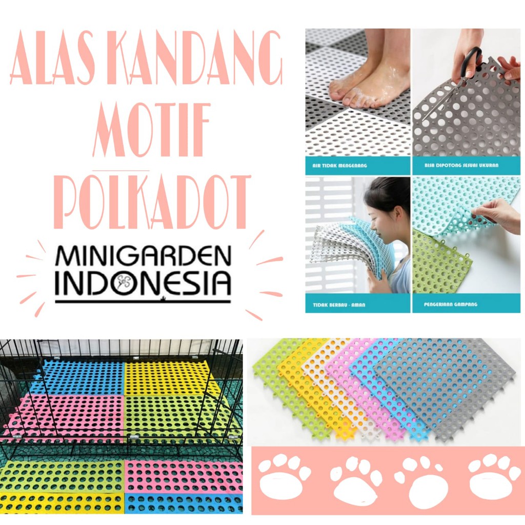 KARPET ANTI SLIP MOTIF POLKADOT 30 X 30 CM ALAS KANDANG HEWAN kucing anjing kelinci kura pet matt