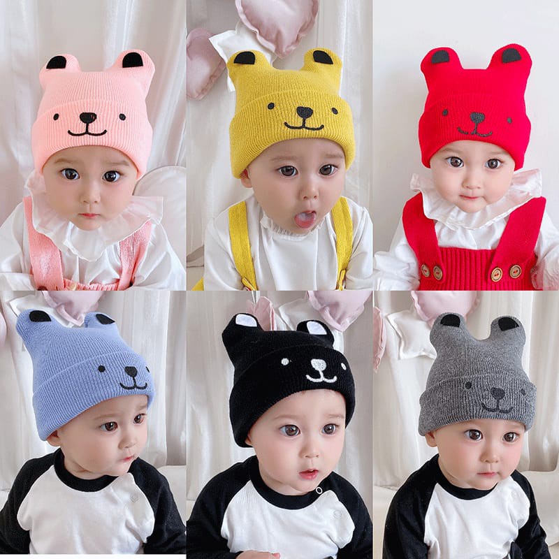 Topi Bayi Laki Laki Perempuan Puppy Doggy Shiro Model Kupluk Pompom Usia 0 1 2 3 4 5 6 7 8 9 10 11 12 bulan umur 1 2 3 Tahun thn Murah Lucu Newborn Baru lahir Bordir