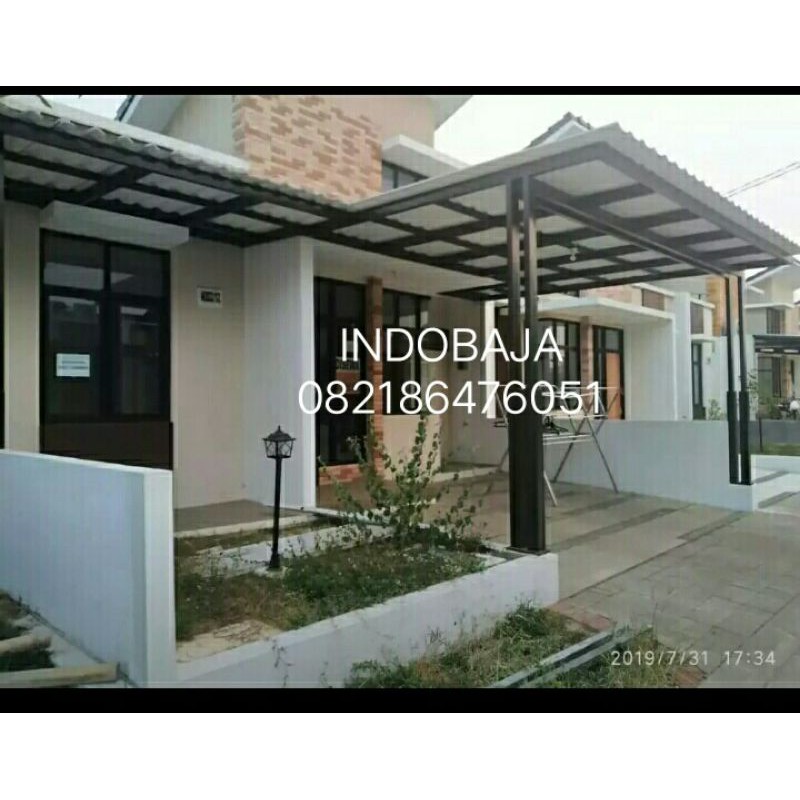 Canopy baja ringan + atap DR SHIELD 12MM tiang double