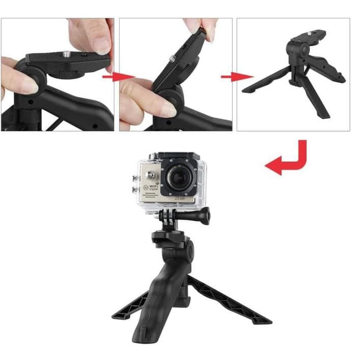 Tripod Mini Foldable 2 in 1 SK32 Table Stand + Holder U Phone Holder Tripod Handle Smartphone