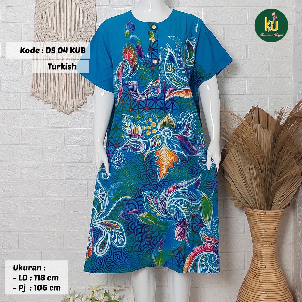 COD DS04 KUB | Daster Batik Kencana Ungu Asli Label Biru Uk. Jumbo LD 120 cm | Baju Santai Tidur Wanita Dewasa Kancing Depan Busui Friendly Motif Terbaru-Turkish H