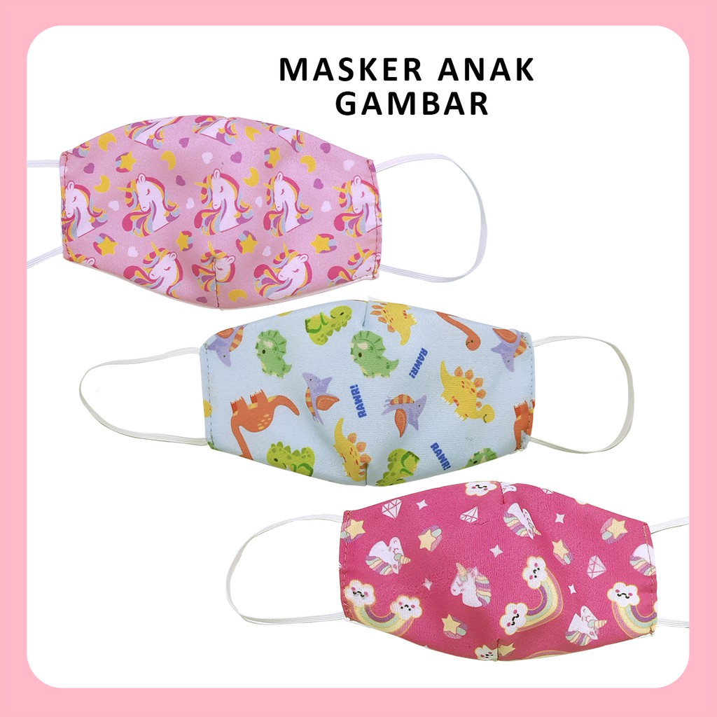 MASKER ANAK KARAKTER 2 PLY GAMBAR KARAKTER LUCU UNIK