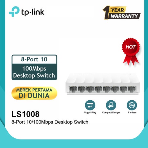 TP-LINK LS1008 8-Port 10/100Mbps Desktop Switch