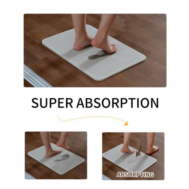 Diatomite Keset Kaki Cepat kering Anti Slip Bath Mat