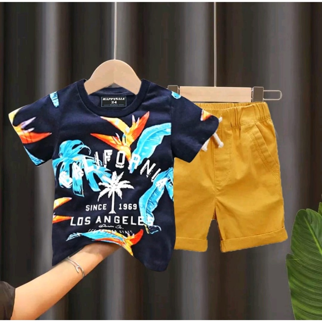 SETELAN BAJU BAYI ANAK LAKI LAKI MOTIF CALIFORNIA SIZE 1-5 TAHUN BAHAN KATUN AMAN NYAMAN DIPAKAI/ SETELAN BAJU BAYI ANAK LAKI LAKI/ SETELAN BAJU BAYI ANAK COWO/ BAJU BAYI ANAK LAKI LAKI/ BAJU BAYI ANAK COWO