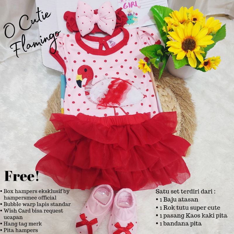 HAMPERSMEE SET PREMIUM - HAMPERS BAYI HAMPERS BABY KADO BAYI BABY GIFT HADIAH KELAHIRAN NEWBORN MURAH HEMPERS BAYI PARCEL BAYI BARU LAHIR-O cutie Flamingo Red