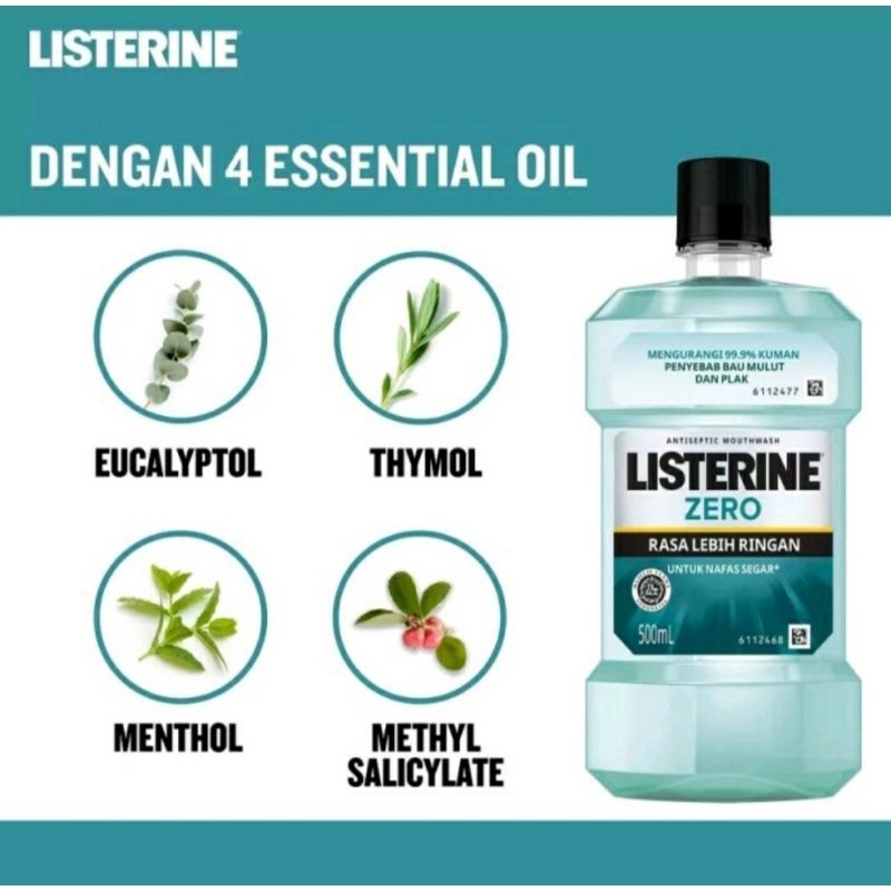 LISTERINE Mouthwash Zero 500ml obat kumur halal / Obat Kumur / Pembersih mulut / Listerine / Origina