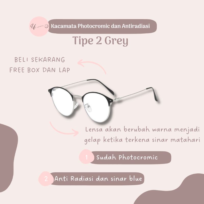 [UC] KACAMATA PHOTOCROMIC DAN ANTIRADIASI TIPE 2 / KACAMATA FASHION