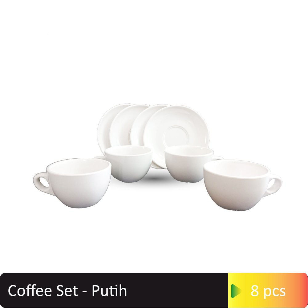 Glori Melamine Coffee Set Cangkir Kopi Premium / Set Peralatan Kopi 8PCS Original SNI C0801 / Mug Gelas Cangkir Minum Air Teh Melamin