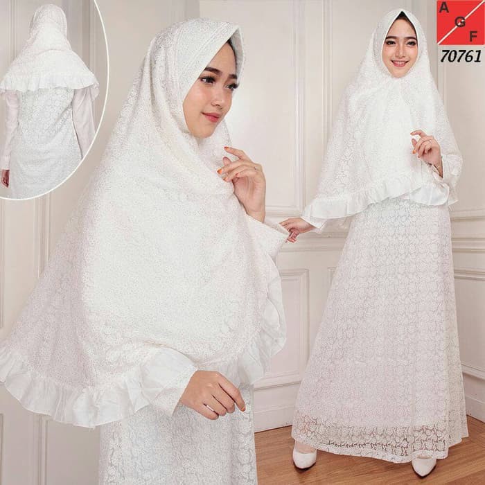 NISSA SABYAN  Baju Gamis Wanita / Gamis Jumbo / Muslim Putih #80761 JMB - Putih, 5L