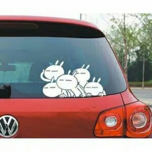 Cutting stiker mobil, stiker kaca tukzu lucu
