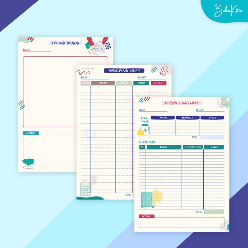 

Terlaris ✨ - Financial Planner Book Pengatur Pencatat dan Perencanaan Keuangan Soft Cover Full Colour3.1.23