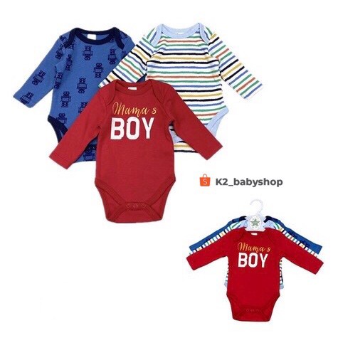 BABY K2 - BABY BODYSUIT LONGSLEEVE ISI 3 PCS MOTIF D KODE 00034