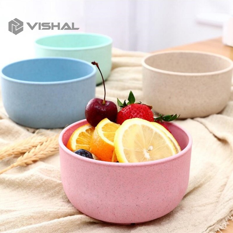 VISHAL Mangkok Wheatstraw Bowl Mangkuk Plastik Microwave Warna Warni Set Baby Bowl 4 Pcs VS-9