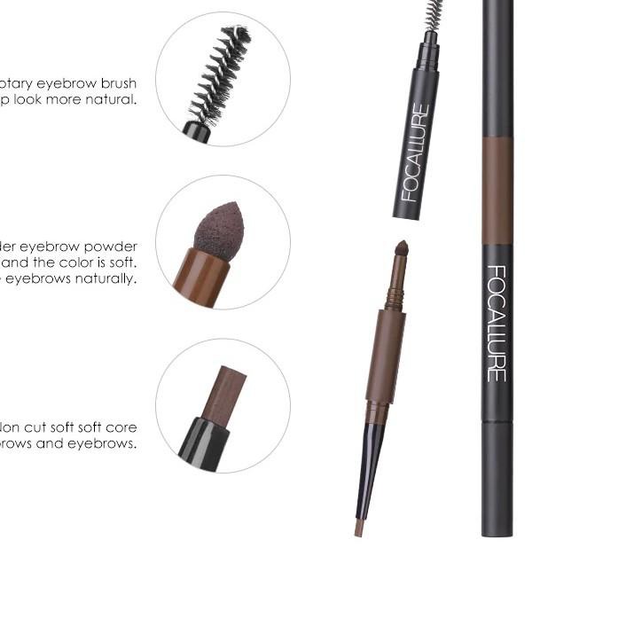 ♡ Focallure Matic 3in1 Eyebrow Pencil Alis Pensil Alis Eyebrow Waterproof Pensil Alis Focallure ✮