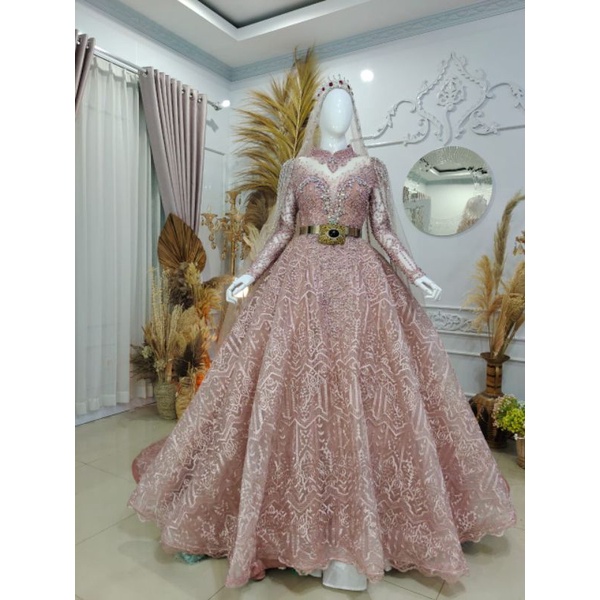 GAUN PENGANTIN BARBIE TILE AKAR TRIDI//GAUN WEDDING MEWAH//GAUN BEREKOR