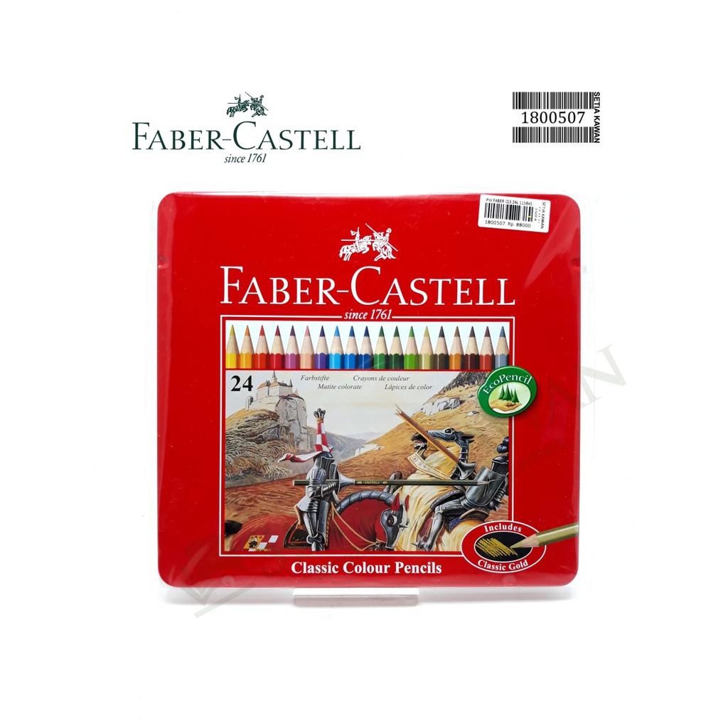 Pensil Warna Faber Castell 24 Classic Kemasan Kaleng (Tin case)