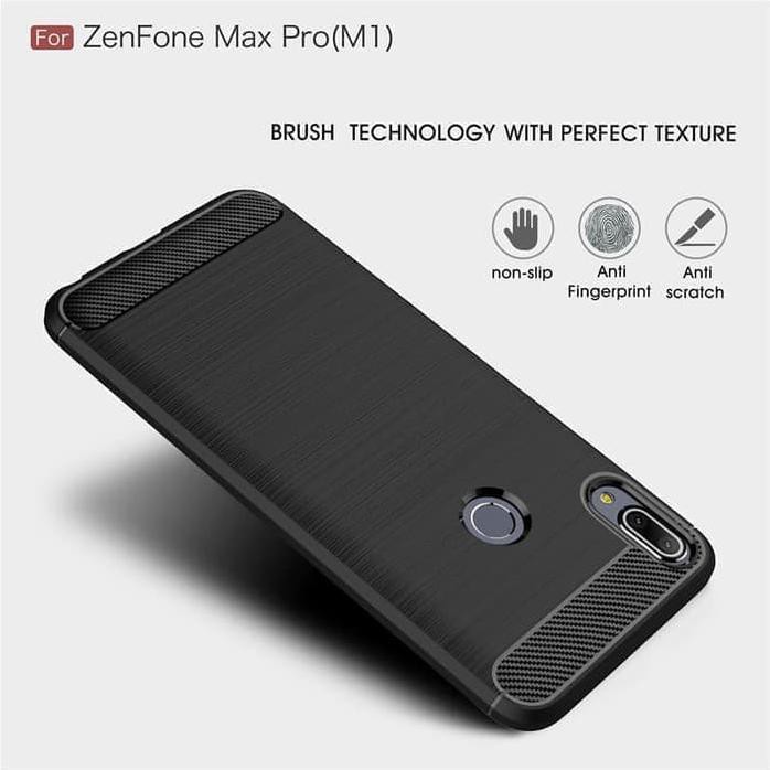 New Case Asus Zenfone Max Pro M1 Case Ipaky Carbon Fiber Soft Series Tpu - Hitam Move To Mymisi