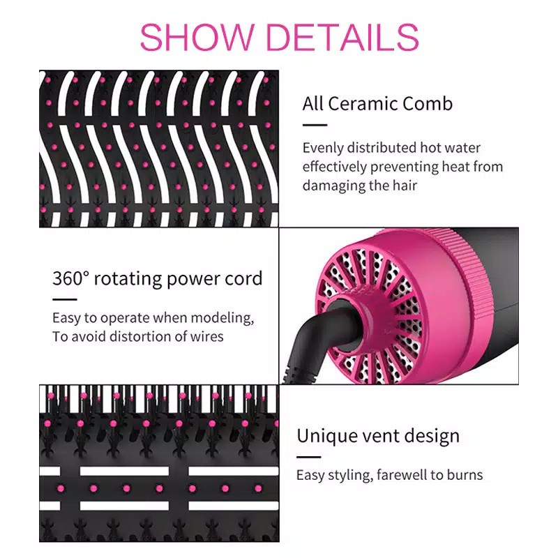 HS-0014 Sisir pengering rambut 4 in 1 one step hairdryer styler hot air brush sisir blow impor murah