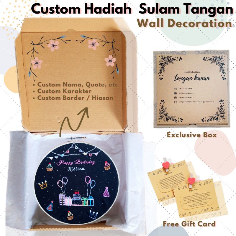 [20 cm]Hadiah Kado Custom Embroidery Ulang Tahun Wisuda Pernikahan Anniversary Unik Pacar