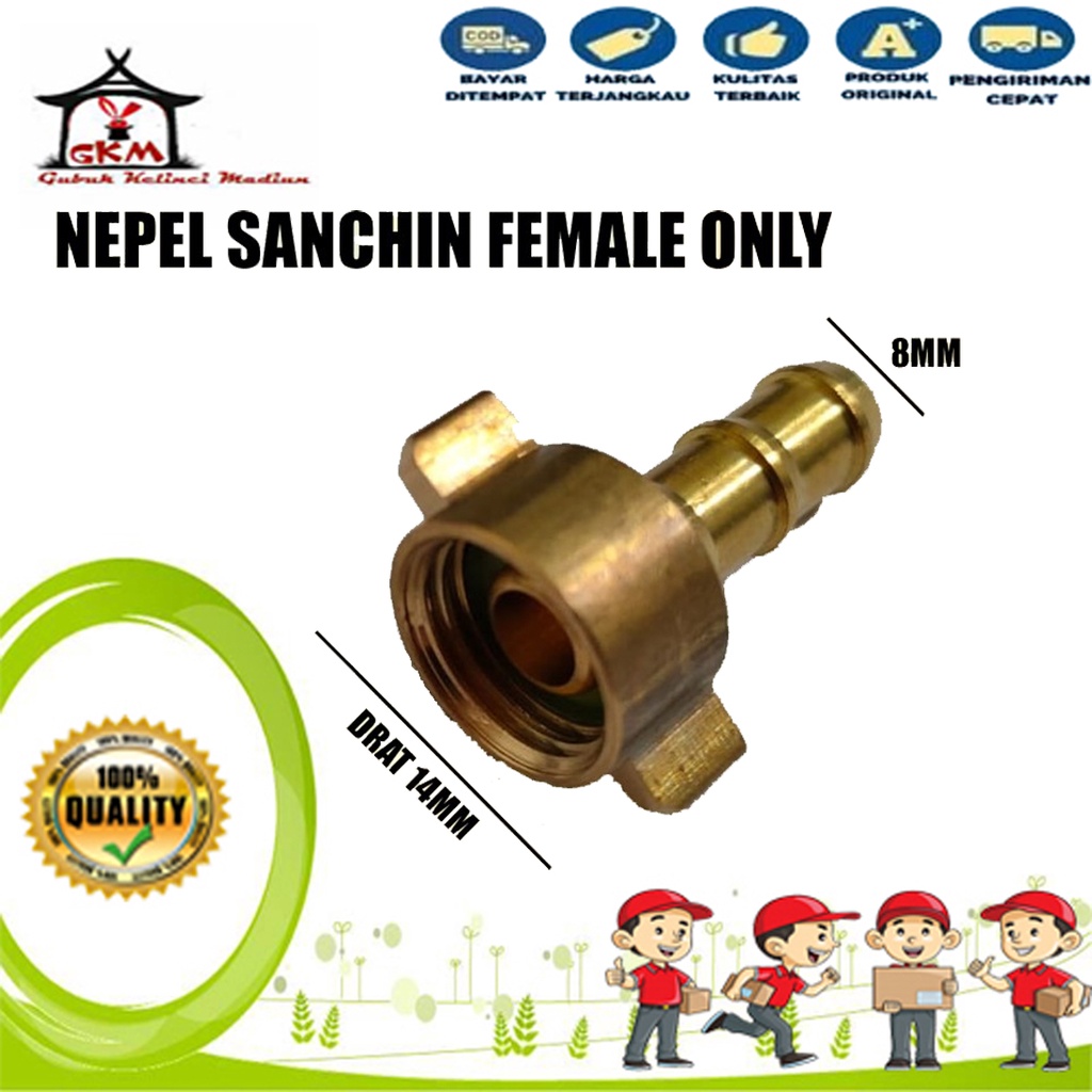 Nepel Sanchin Female 14mm ke selang 5/16