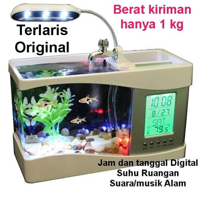 Ready Nano Usb Mini Aquarium Akuarium Dekstop Meja Putih