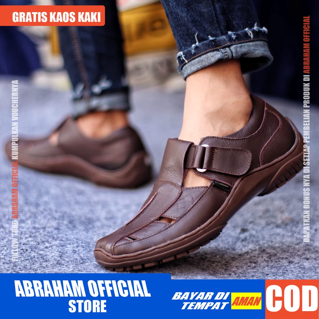 ABRHM DRAKEN Sepatu Slip On Pria Sepatu Pria Casual Kulit Asli Sepatu Casual Pria Ori Cowo / Cowok Sepatu Kasual Slop Anti Slip Semi Formal Kerja Kuliah Gaya Santai Keren Kekinian Original Murah Terlaris