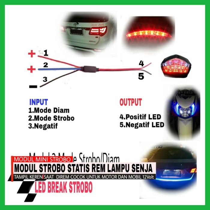 Modul Led Motor Mobil kedip Strobo Seperti F1