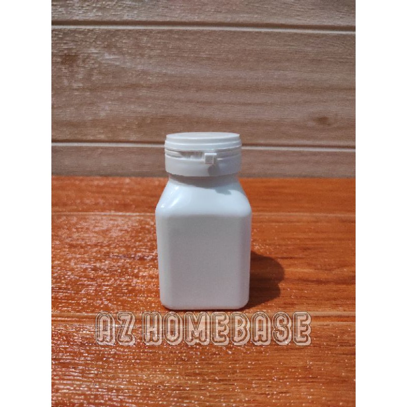 Botol Kapsul Kotak 60 Putih - Botol Kapsul 100ml Kotak - Botol Obat 120ml -Tempat Obat 100ml - 120ml