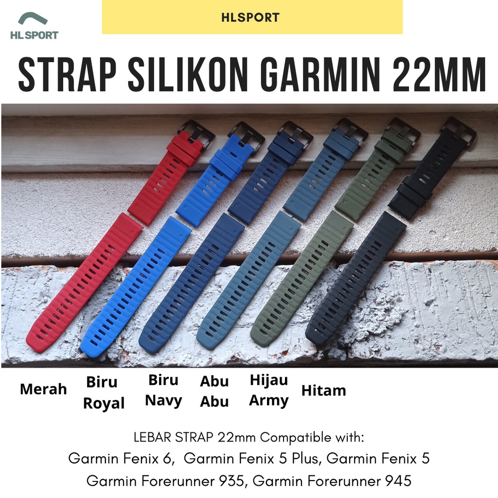 Strap Garmin  Fenix 6 6x 6s 5x 5 5s Plus vivoactive 4 silicone tali jam tangan 20 22 26