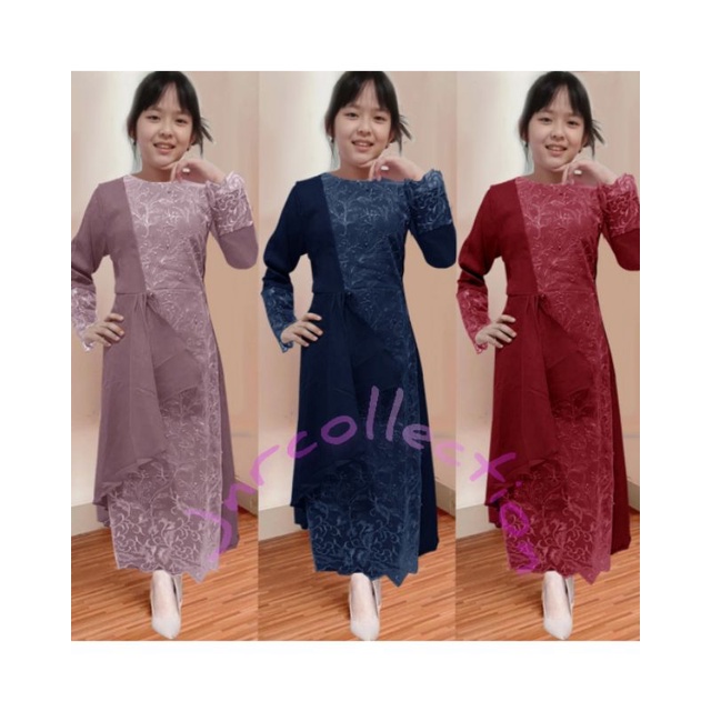 (GAMIS TERBARU 2021)DRESS GAMIS BRUKAT TILE/DRESS KONDANGAN ANAK PEREMPUAN/SIZE XS,S,M,L,XL