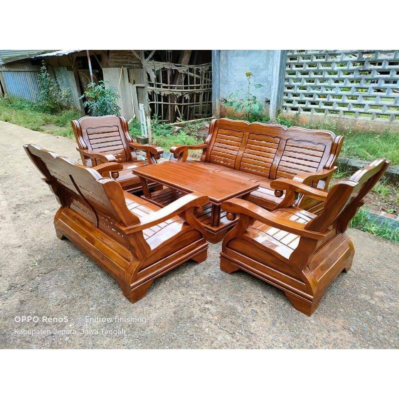 (FREE GIFT) KURSI TAMU GAJAH KAYU JATI FORMASI 3211 PLUS MEJA