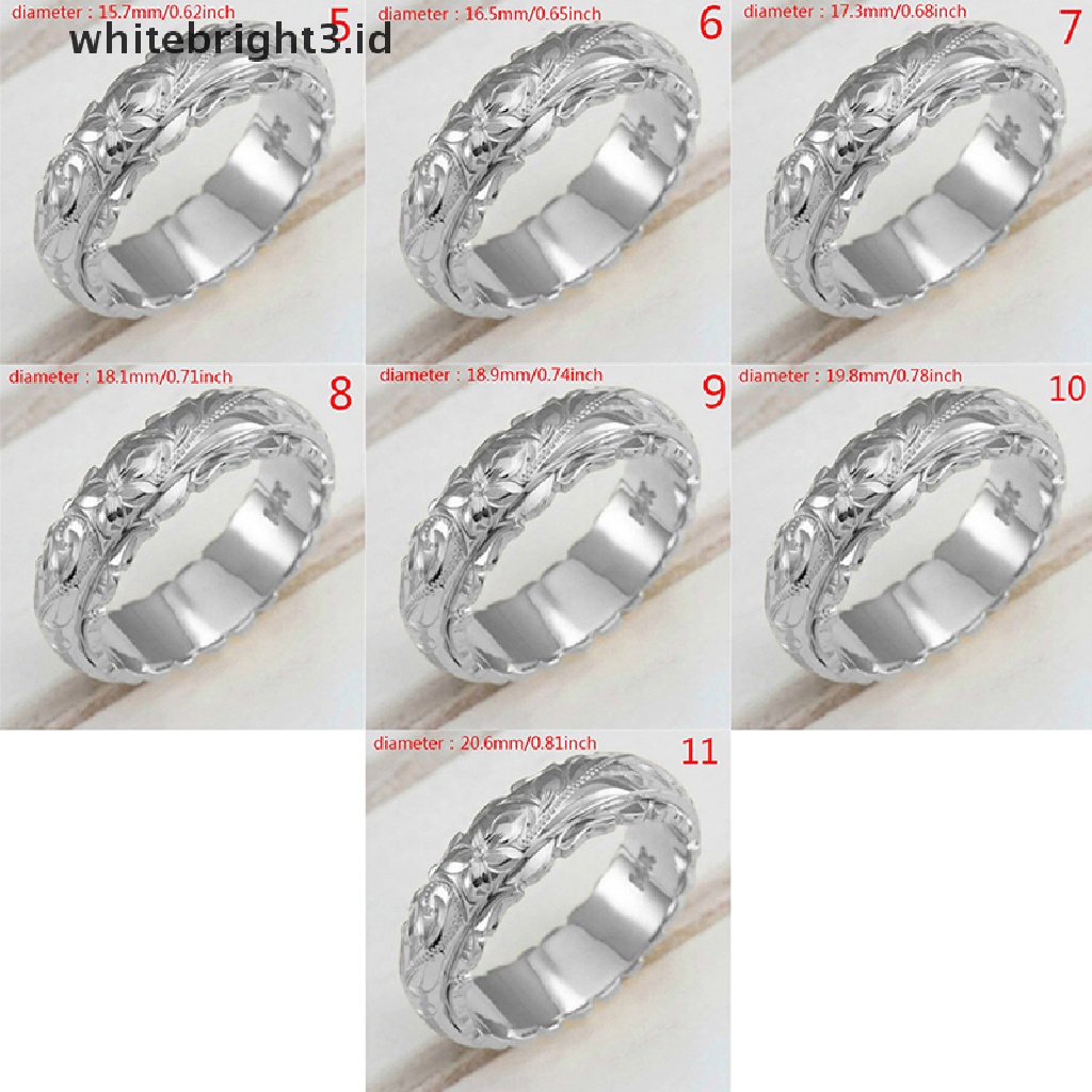 (whitebright3.id) Cincin Lapis Emas 14k Motif Ukir Bunga Untuk Wanita