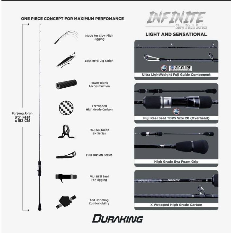 Joran atau Rod slow pitch jigging Duraking Infinite