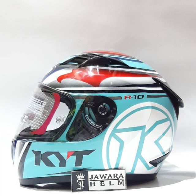 HELM KYT R10 RACE AQUA BLUE VISOR FLAT