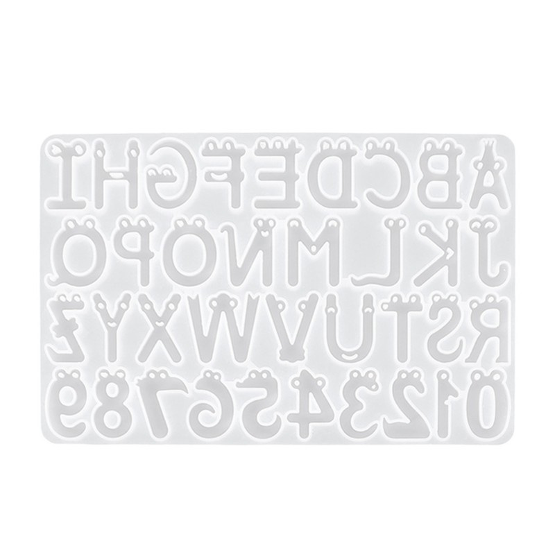 Glitter Cartoon Smile Face Alphabet Crystal Resin Mold DIY Letter Number Silicone Mould