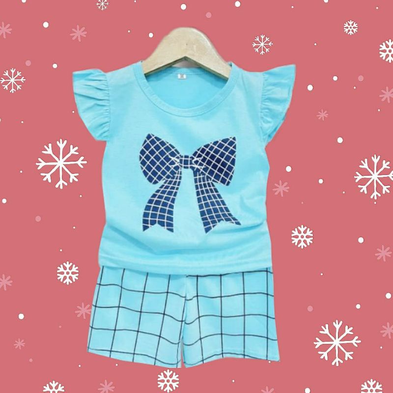 Setelan anak peremuan/ laki-laki / Baju anak perempuan & laki- laki / Baju anak 1-7 tahun-Pita Biru