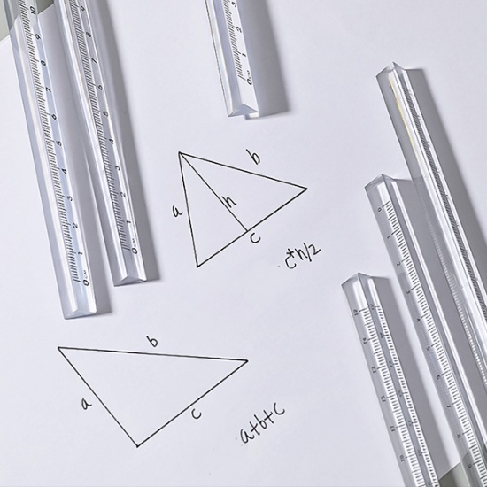 [ORGM] Alat Tulis Kantor Perlengkapan Sekolah Penggaris Transparan Bentuk Segitiga Tiga sisi 15cm 20cm