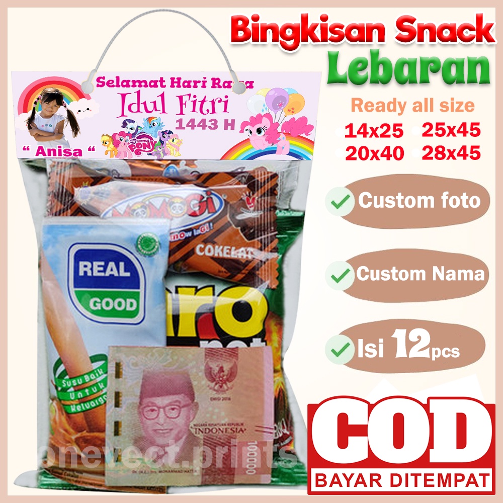 

ISI 12 PCS KEMASAN BINGKISAN TAS SNACK PLASTIK THR LEBARAN CUSTOM FOTO TERMURAH