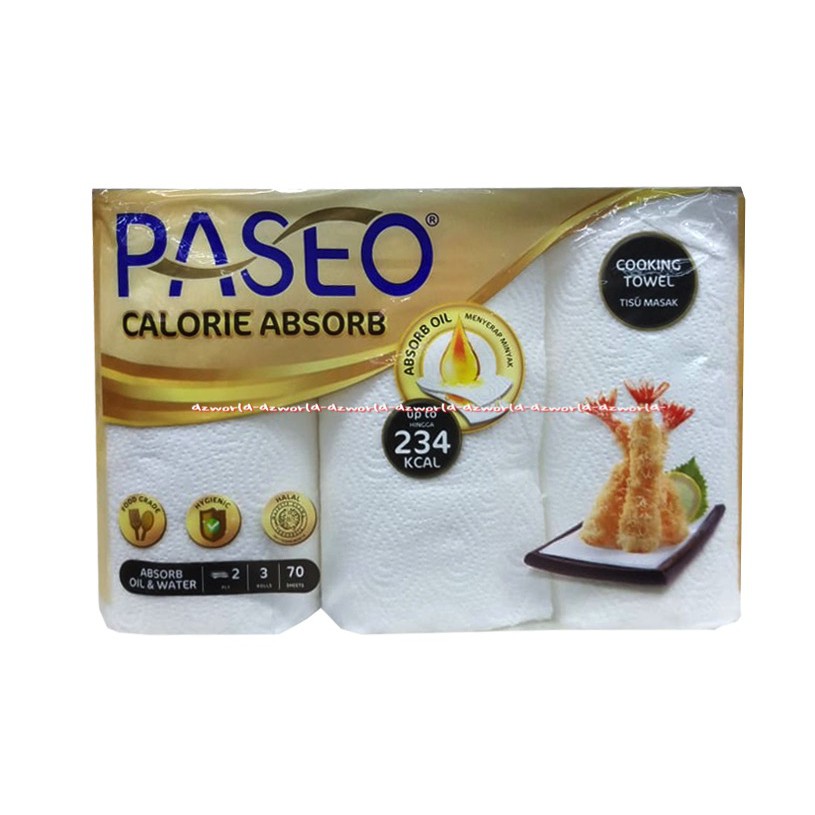 Paseo Ultra Strong &amp; Absorbent Tissue Tisu Roll Untuk Makanan 3 Roll Kitchen Tissue Serap Minyak Rolls Gulung