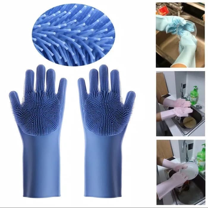 SARUNG TANGAN SILIKON . Silicone Gloves House Hold Glove Sarung Tangan Cuci Piring Tebel Tahan Panas