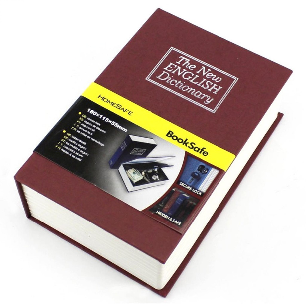 Security Dictionary Cash Metal Jewelry Key Lock Book Storage-Sedang