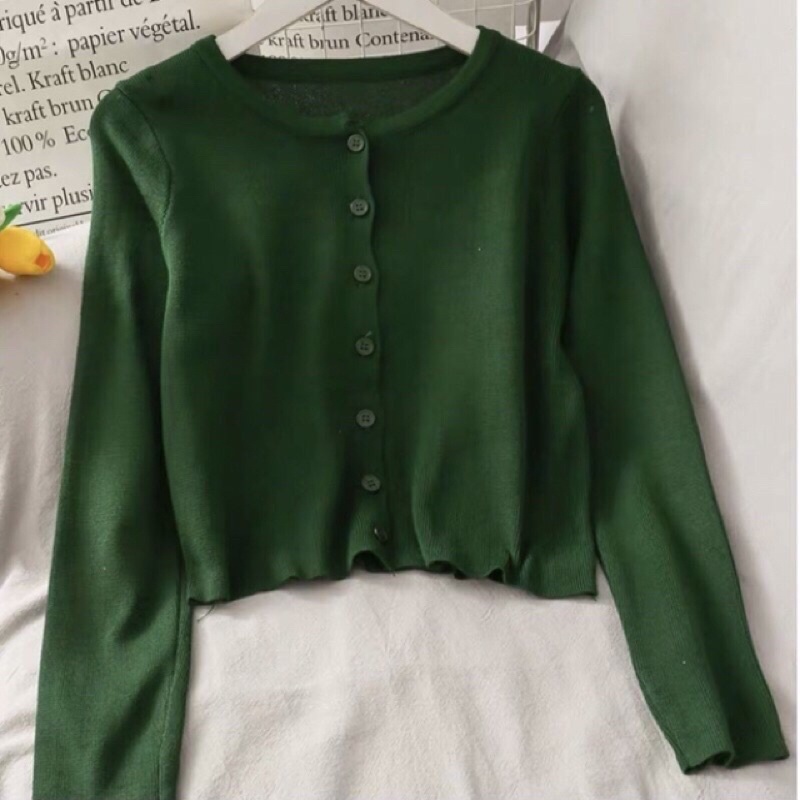 BAILEY CARDI RAJUT / ANGEL BOTON SKIRT / CARDIGAN CROP TOP-Green Army