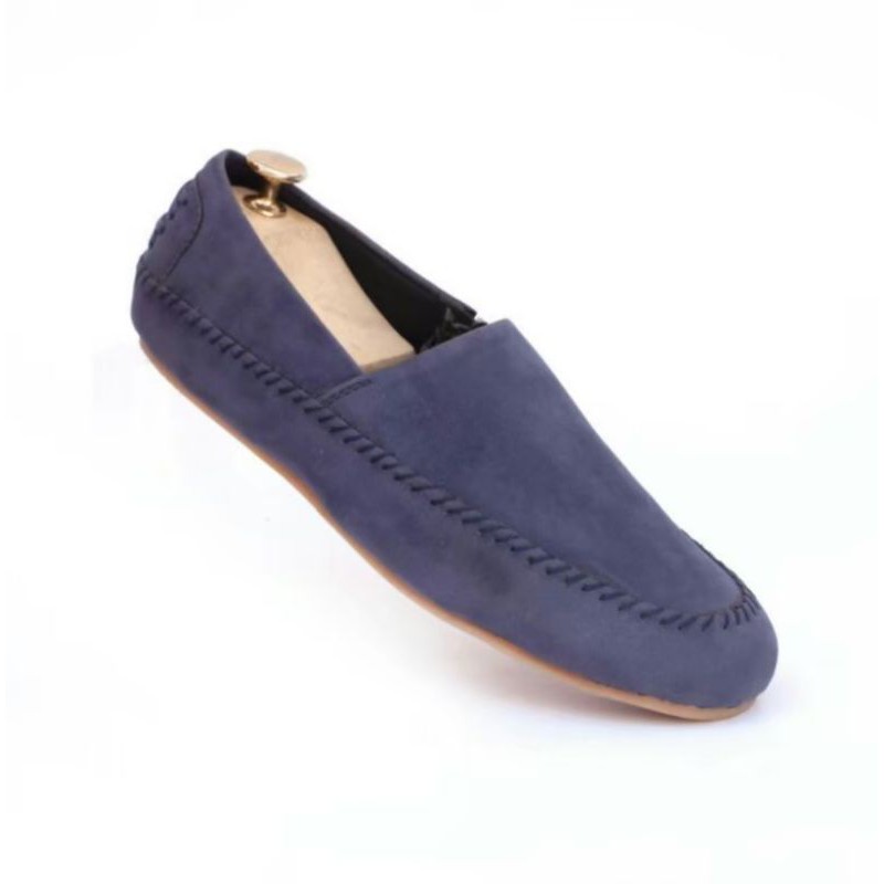 MARIO NAVY |WOLF x COZY| Sepatu Slip On Pria Santai Casual Pria Formal Suede Simpel Kerja Kantor