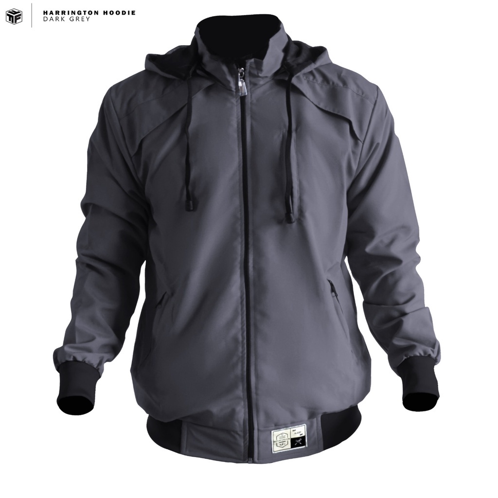 Jaket Harrington Hoodie Polos Pria Wanita Unisex Anti Angin Hitam Navy Army Grey Mroon Size L XL XXL Original Triple F