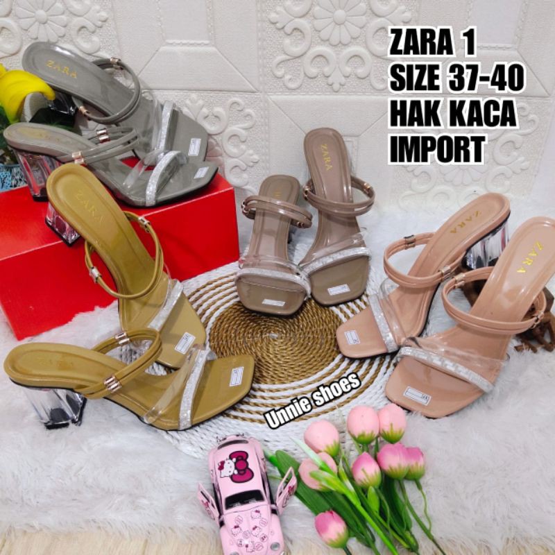 Wedges sandal hak kaca merk zara