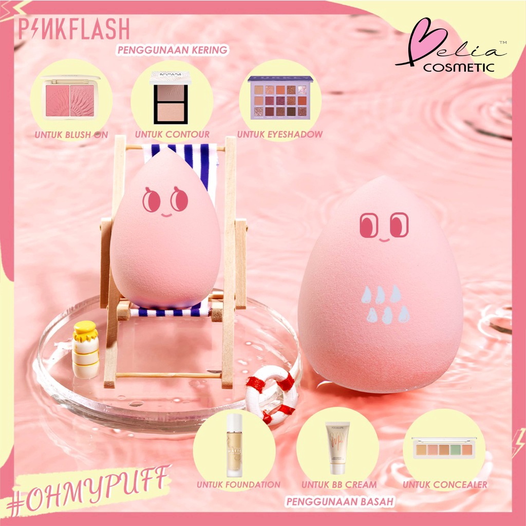 ❤ BELIA ❤ PINKFLASH Baby Skin Blender PINKTIME Show | Beauty Blender Pink | Pink Flash BPOM PF-T01