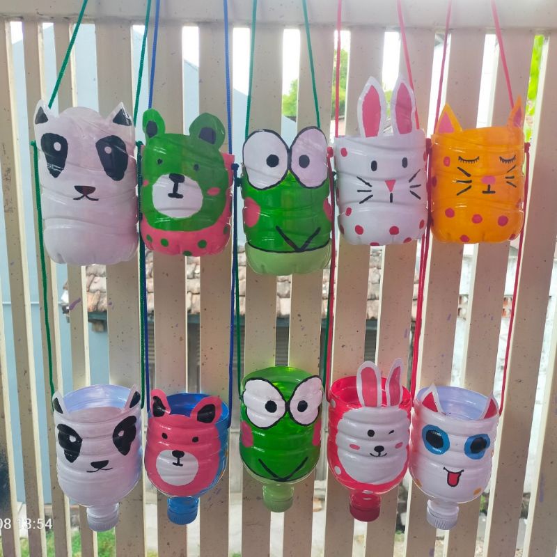 Jual prakarya daur ulang botol bekas (pot gantung karakter) | Shopee